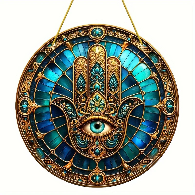 1PCS Crystal Acrylic Hand of Fatima Wall Decor Outdoor Light Catcher Colorful Reflective Window Decoration Creative Home Accents view 6
