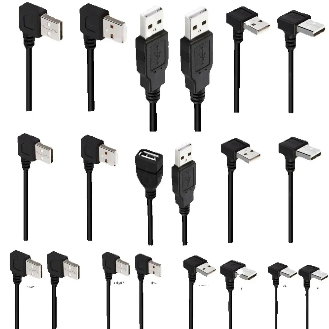 USB A Male To USB A Male 90 Degree Left /Right /Up/Down Angle Adapter Extension Adapter Cable USB2.0 Male To Male Cord 25cm 0.5m