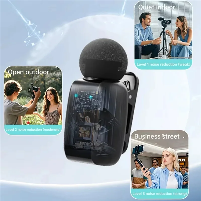 Elegante-novo microfone sem fio sx35mini com ponta do dedo microfone inteligente com redução de ruído tipo c