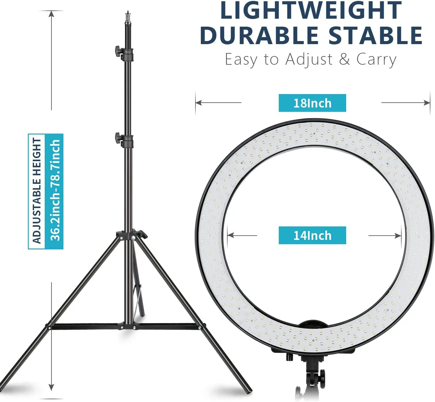 Neewer ترقية 18 بوصة خارجي عكس الضوء SMD LED مصباح مصمم على شكل حلقة مع حامل 79 بوصة للهواتف الذكية/الكاميرا يشكلون يوتيوب تصوير الفيديو