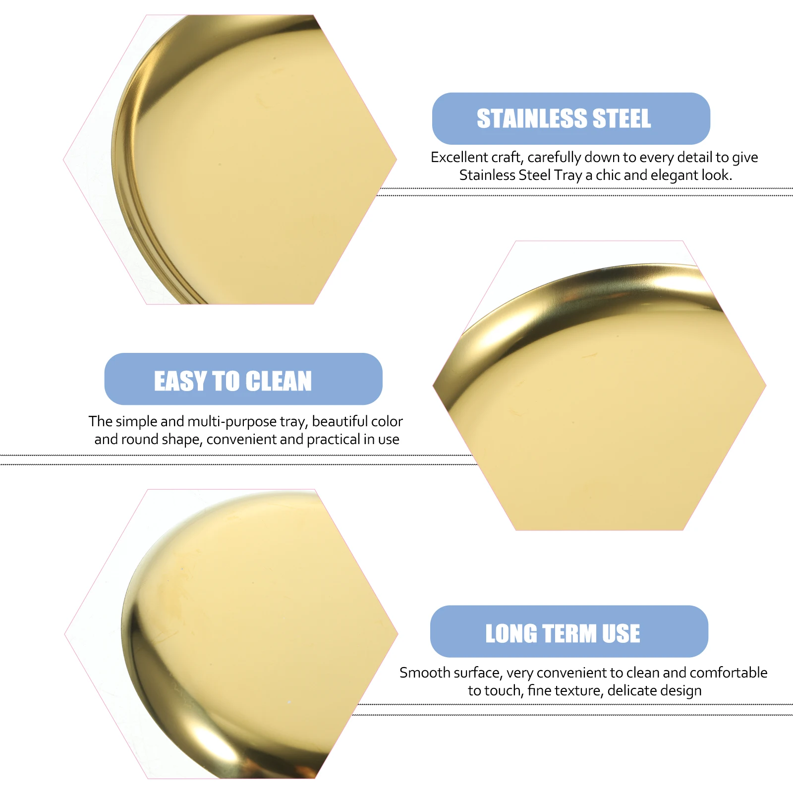 Plateau à bijoux rond en acier inoxydable, porte-anneau en métal pour bureau, organisateur de rangement de bijoux, plat à bibelots décoratif de Style nordique