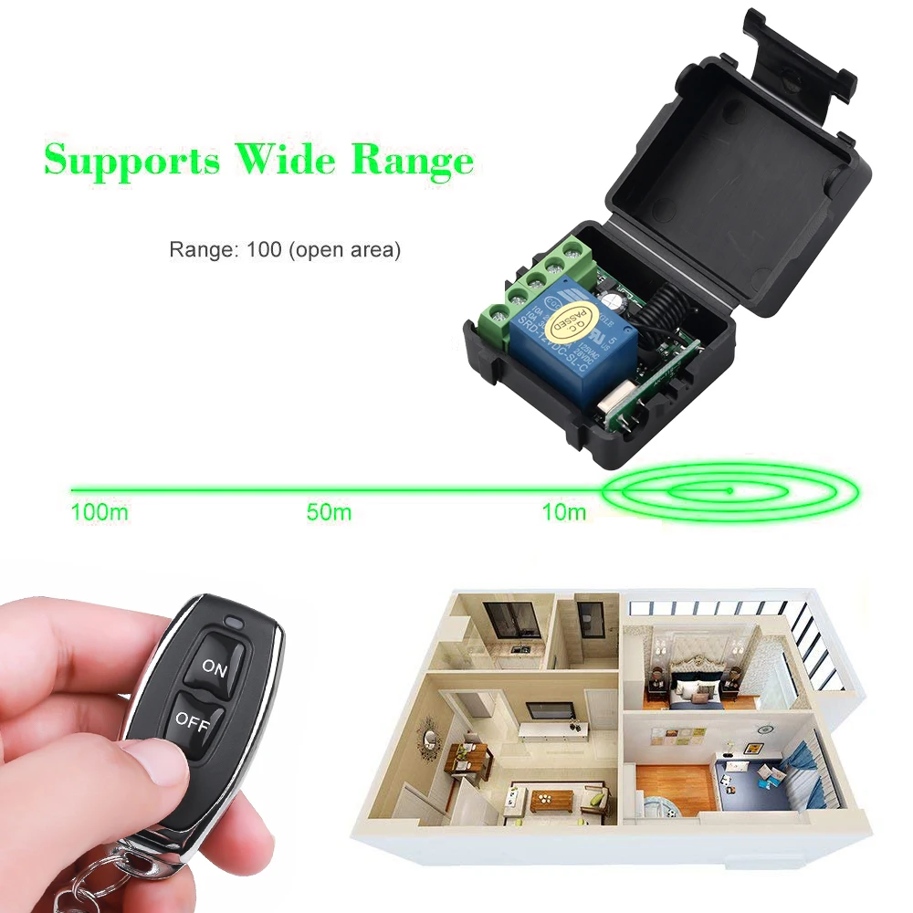 LED 문짝 전자기 잠금 장치 DIY용 무선 리모컨 스위치 릴레이, DC 12V 1CH 리시버 모듈 RF 송신기, 433Mhz