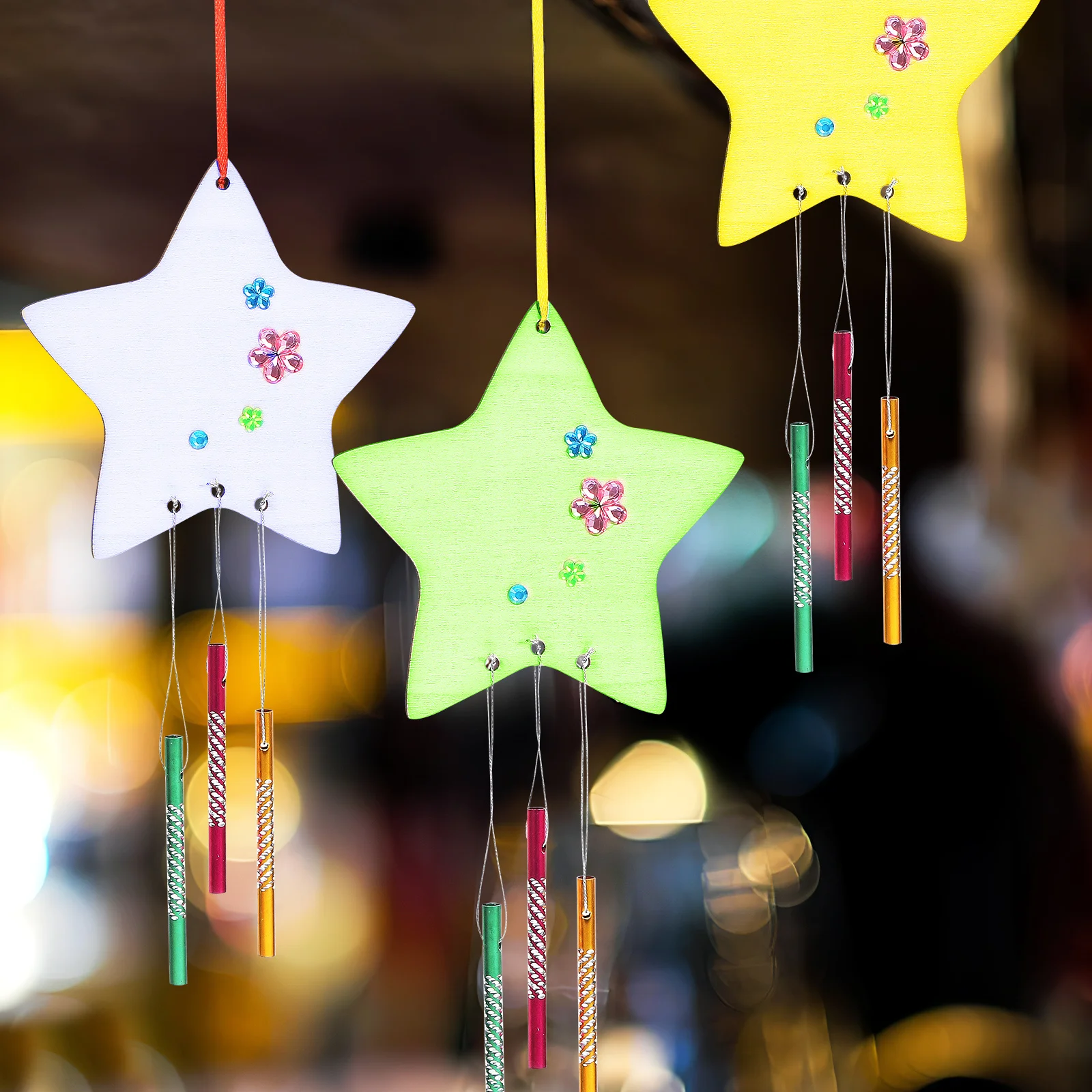 

1 set 1 Set Wooden Diy Bells Craft Wind Chime Kits For Kids Handmade Craft Garden Home Decor Wind Chime Kits For Kids