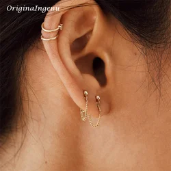 14K Gold Filled Chain Hoop Earrings Handmade Dainty Jewelry Tarnish Resistant Jewelry Hypoallergenic Earrings