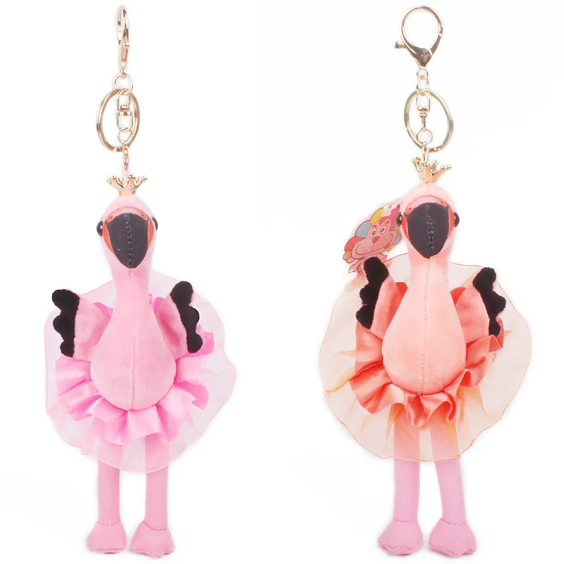 New Simulation Flamingo Plush Stuffed Keychain Pendant Cartoon Cute Flamingo Plush Doll Backpack Decoration Pendant Gifts