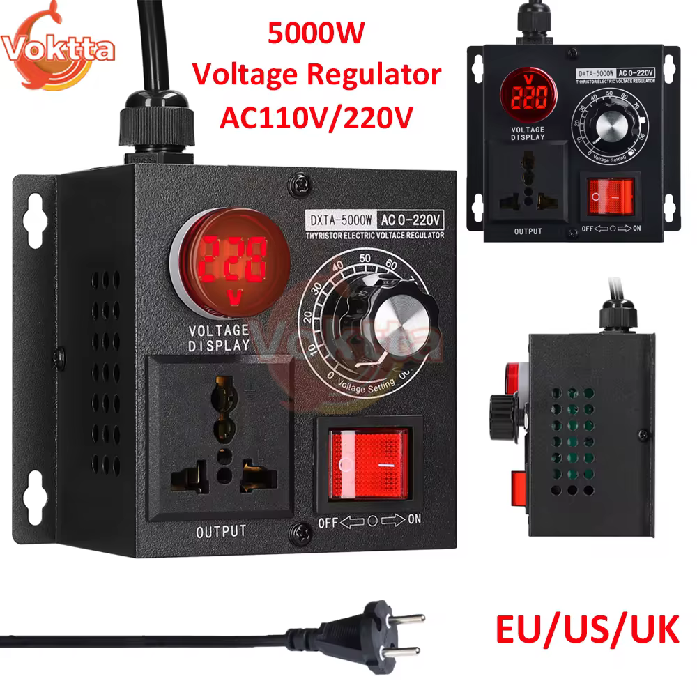 Regulador de voltaje Variable compacto de 5000W Controlador de voltaje continuo Velocidad Temperatura Luz Voltaje Regulador de atenuación ajustable