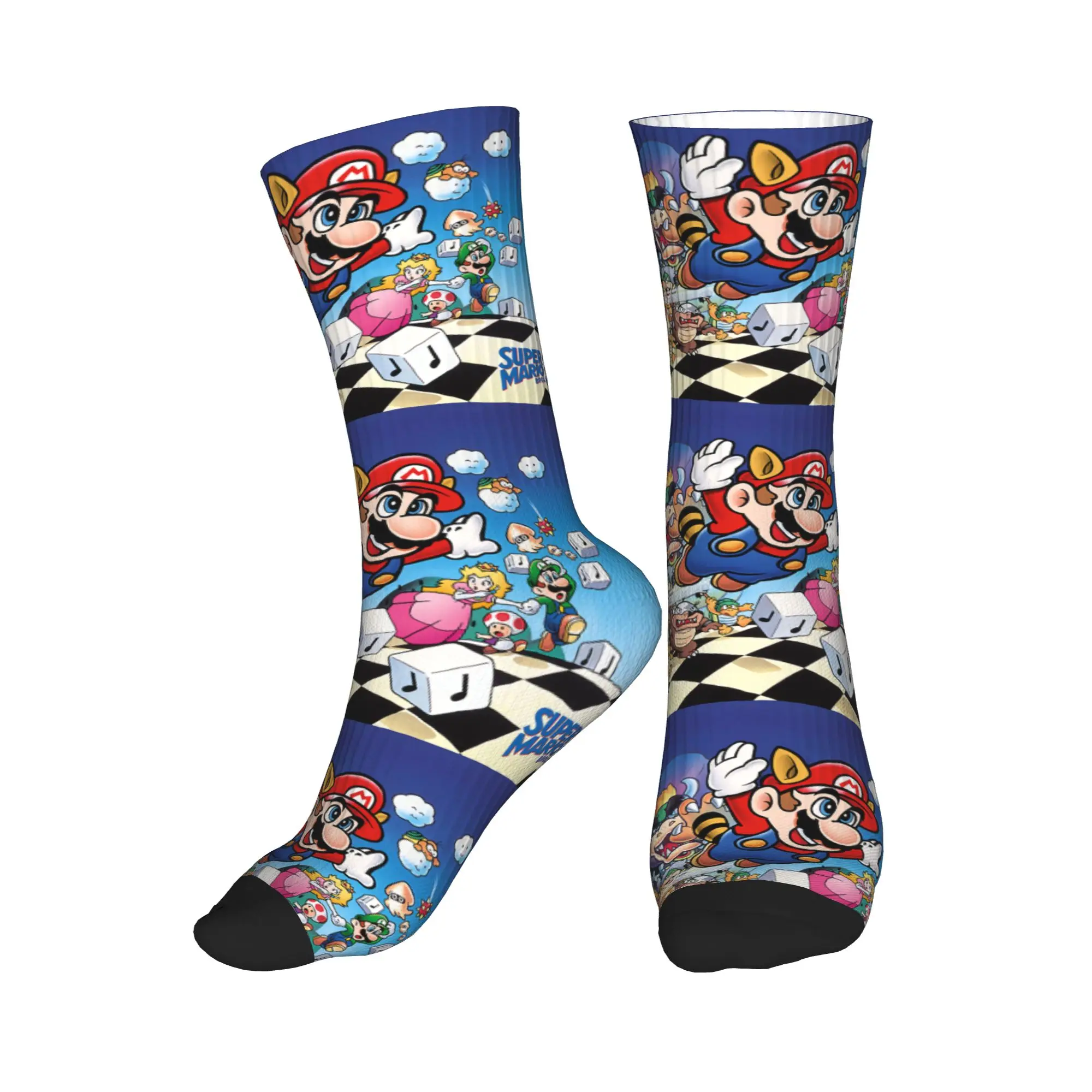 Calcetines Harajuku de dibujos animados de Super setas, calcetines Marios para hombres y mujeres, calcetines cálidos con estampado 3D para deportes de baloncesto