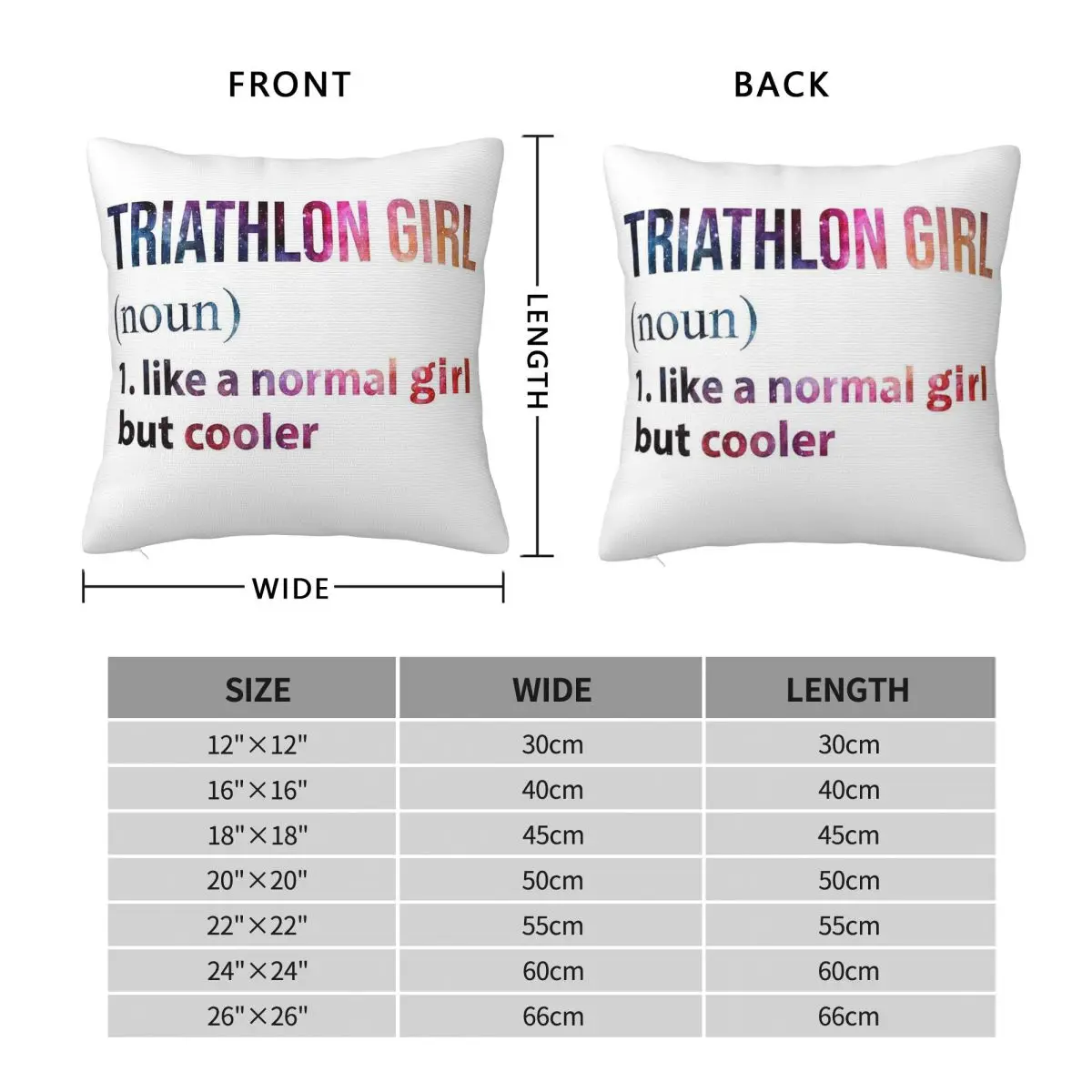 Triathlon Girl Cooler Galaxy Square Pillowcase Polyester Linen Velvet Pattern Zip Decorative Throw Pillow Case Car Cushion Cover