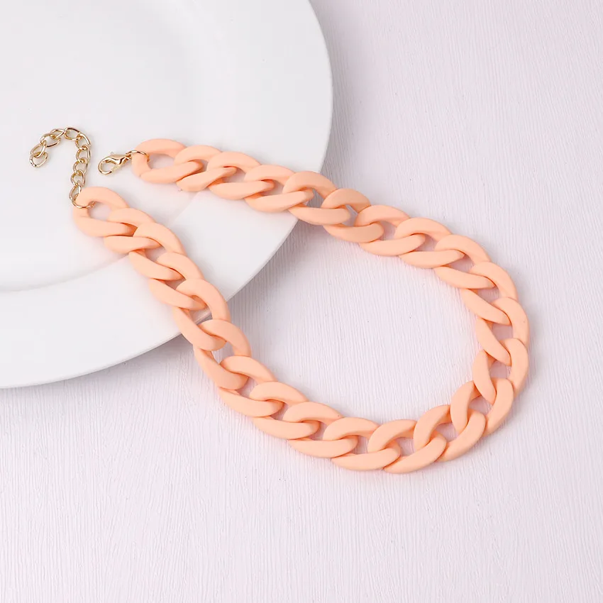 FishSheep Trendy Colorful Acrylic Chain Choker Necklaces For Women Statement Matte Resin Wide Chain Collar Neck Jewelry 2022 New image 3