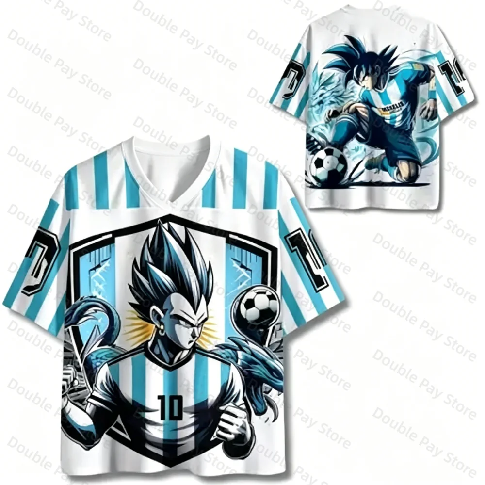Argentina Style No.10 Soccer Tops Men's Jersey Dragon Ball Vegeta Goku 3D Printed Football Kids T-shirt Quick Dry Women Shirt view 3