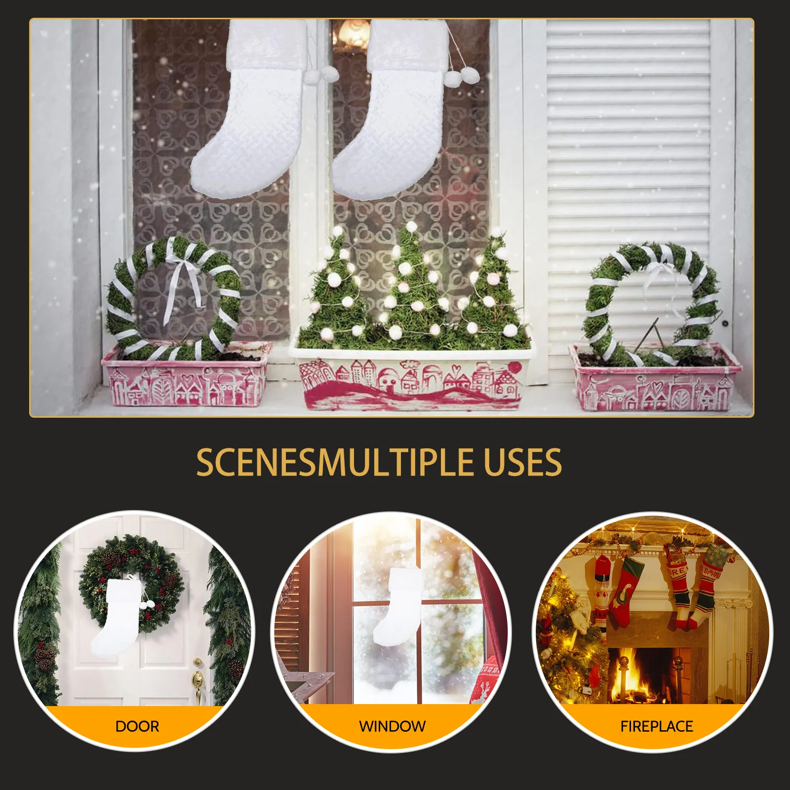 

Christmas Sock Cloth Material Hanging Pouch For Gift Filling Party Decor Xmas Scene Ornament Stocking Gift Bag Pendant