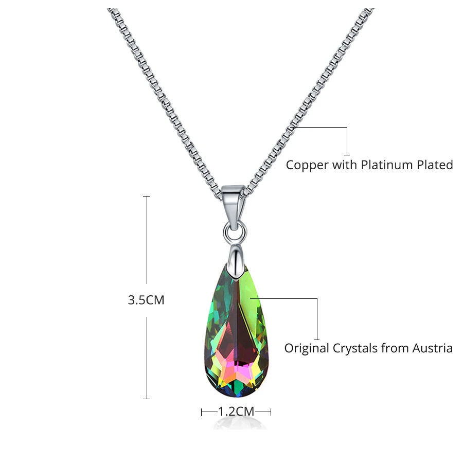 Big Water Drop Pendant Necklace Crystals from Austria Silver Color Elegant Jewelry for Women Party Friends Birthday