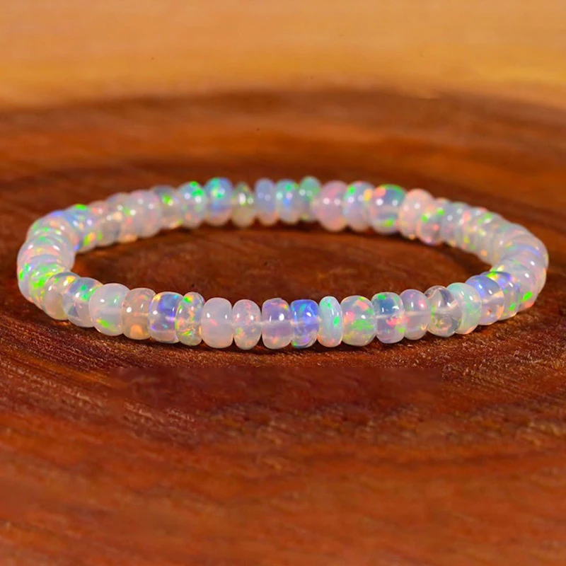 NEW Natural Opal Bracelet For Women Stretchable Elastic Rope Crystal Jewelry Helps Maintain Emotional Balance