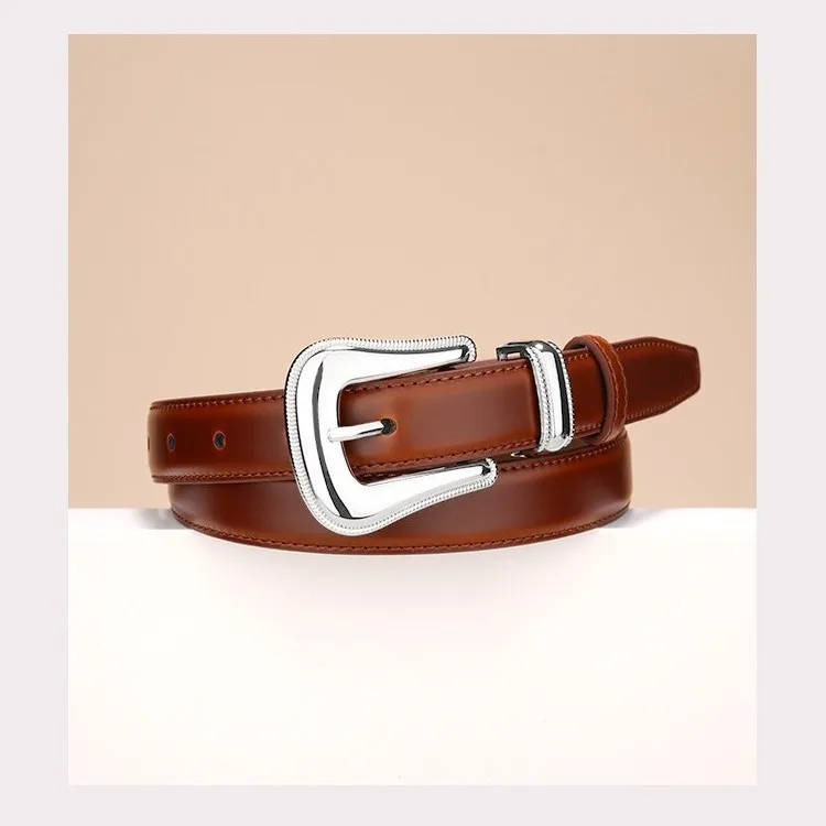 

New style women's belt, retro color-changing high-grade pin buckle belt, niche fashion casual versatile simple belt