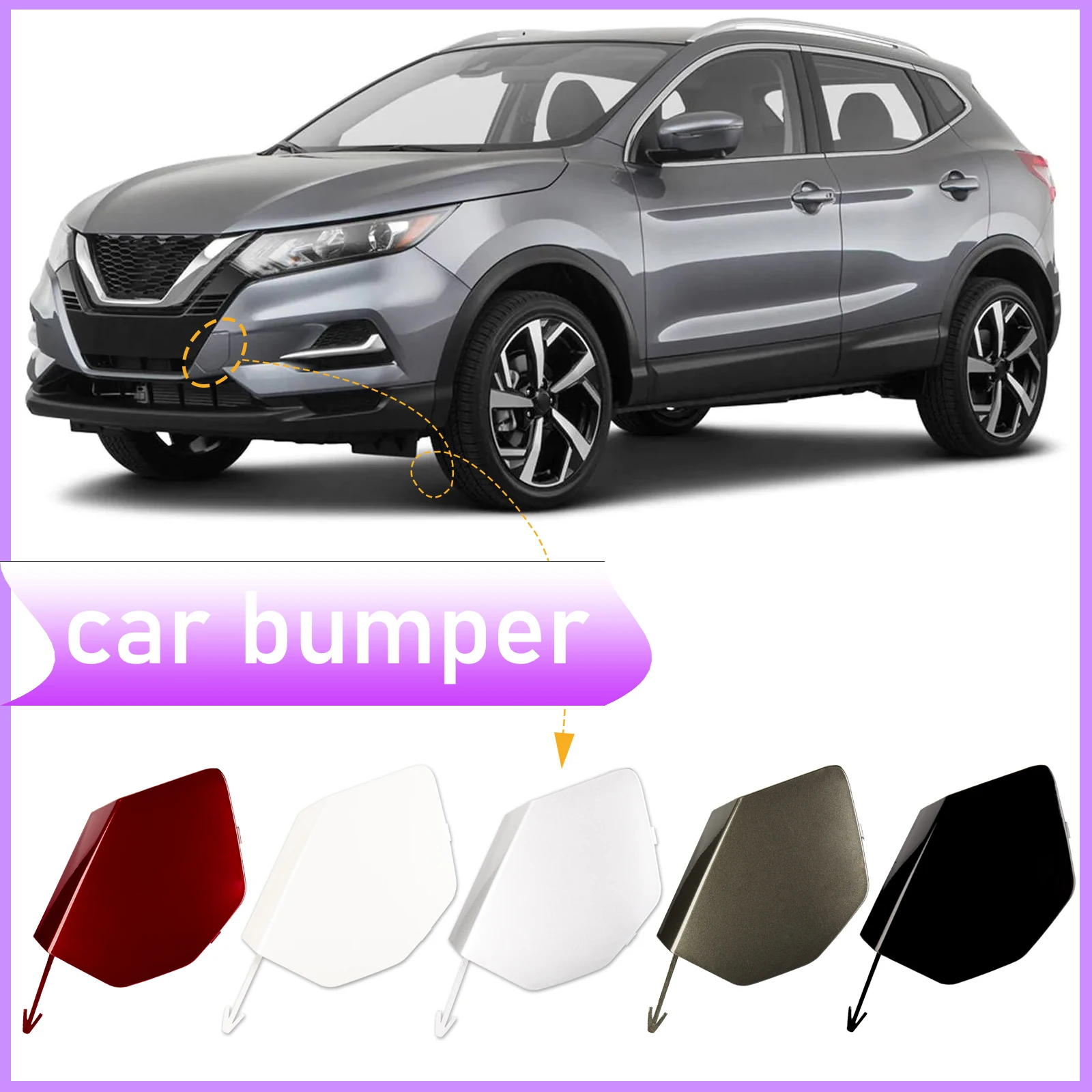 

Front Bumper Tow Hook Cap Towing Eye Cover For Nissan Qashqai J11 2019-2021 622A0-DF60A-B151 Car Accessories
