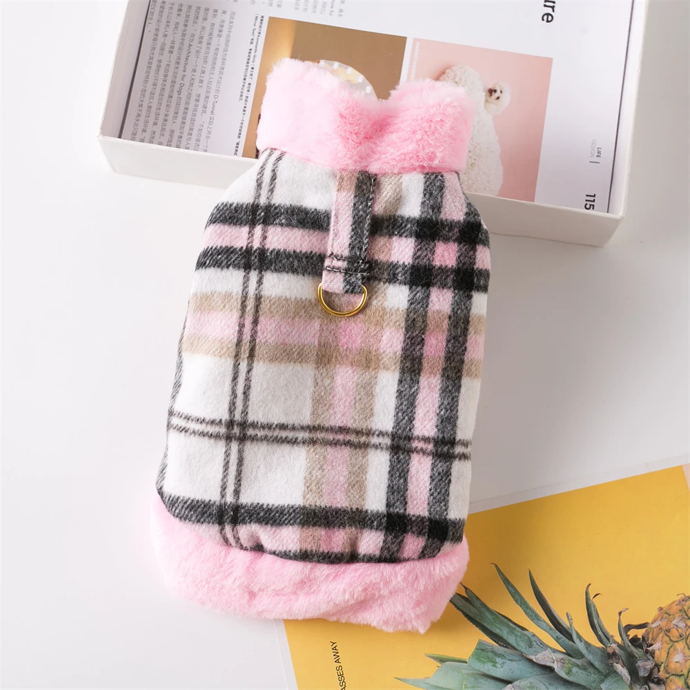 Soft Warm Dog Clothes Warm Pet Plaid Jacket For Dogs Cats Coat Jacket For Small Medium Dogs Pets Costumess