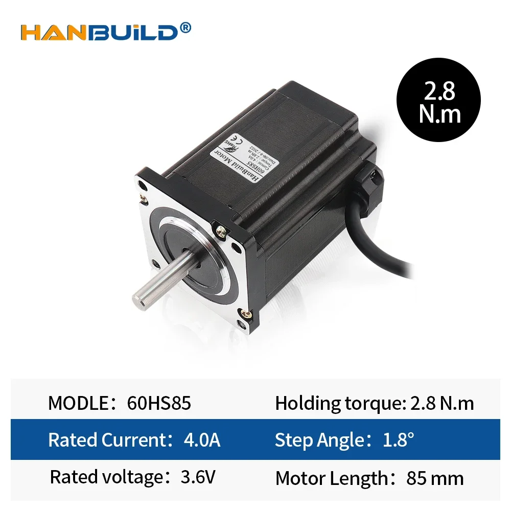 1PCS 1.8 Degree Nema24 Stepper Motor 60HS85 2 Phase 2line 4 Leads 2.8N.M 4.0A CNC Laser 3D Printer 60 Step Motor