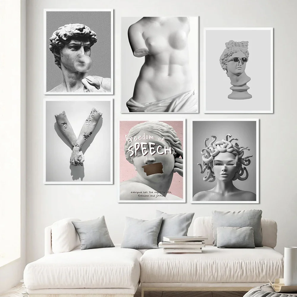 Modern Apollo Marble Sculpture Wall Art David Graffiti HD Canvas Poster Prints Home Bedroom Living Room Decoration Gifts