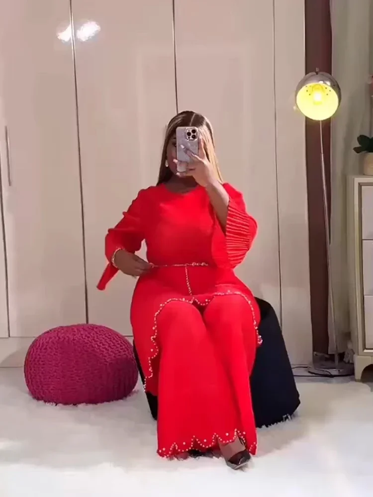 ANLAN Autumn 2024 New Pleated Set Loose Long Tops Plus Size Wide-leg Pants Feminine Fashion Two Piece Sets Womens Outifits 9A035