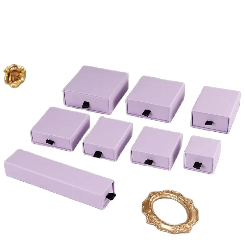 10pcs Jewelry Packaging Box Holder Black Pink White Aqua Brown Kraft Paper Engagement Ring Brooch Necklace Bracelet Long Box