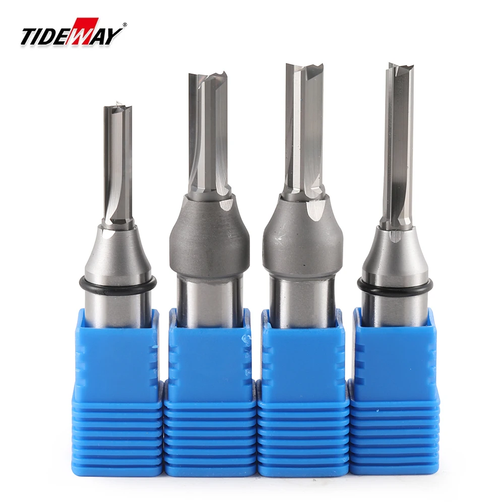 TIDEWAY 5PCS Straight Bit 12.7mm 3 Flutes for CNC Woodworking Milling Cutter Trimming Straight End Mill Slotting Grooving Wood