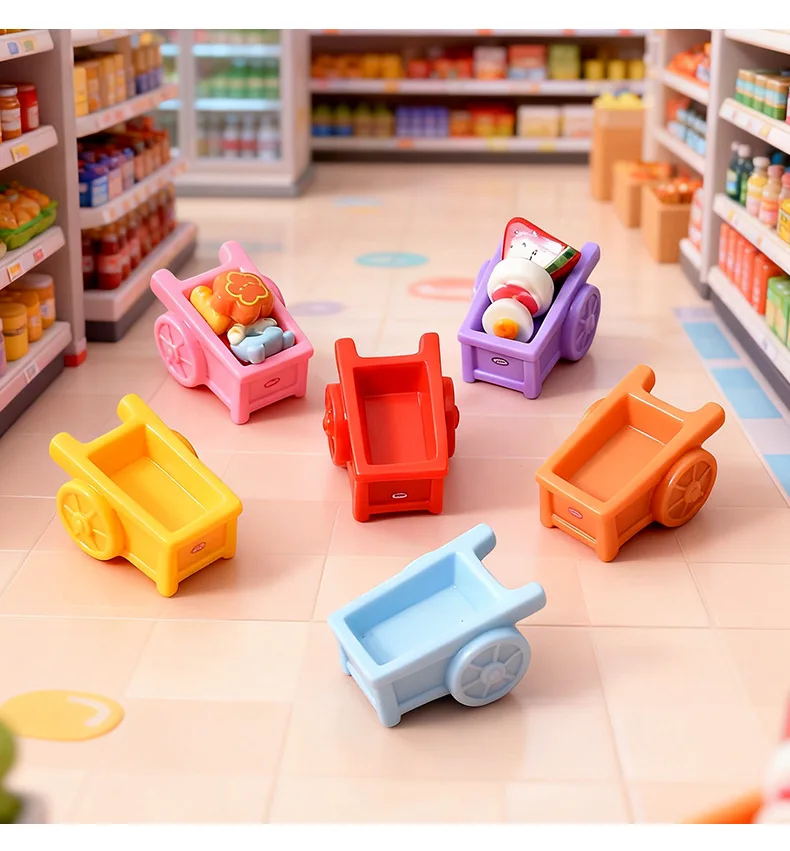 

100 шт., оптовая продажа, имитация тележки, корзина для покупок в супермаркете, настольное украшение, аксессуары для кукольного домика, украшения «сделай сам»