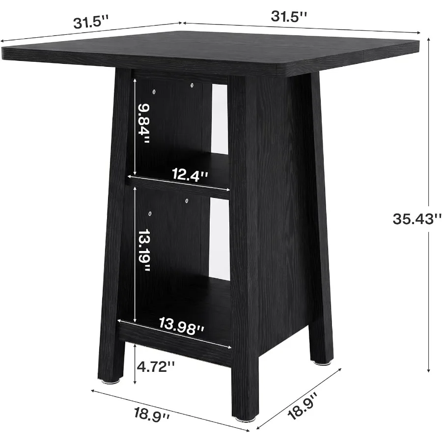 Square Bar Table with Storage, 35.4