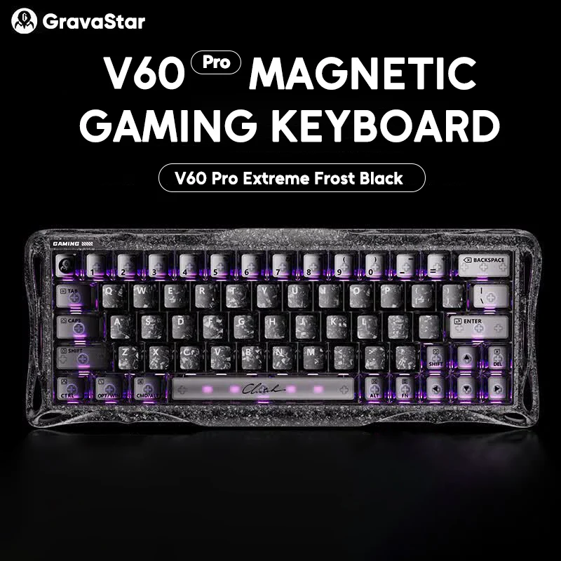 GravaStar V60 Pro V60Pro Wired Magnetic Gaming Mechanical Keyboard Aluminium RT0.005mm 0.125MS 8K RGB UFO Switch Gamer Keyboard