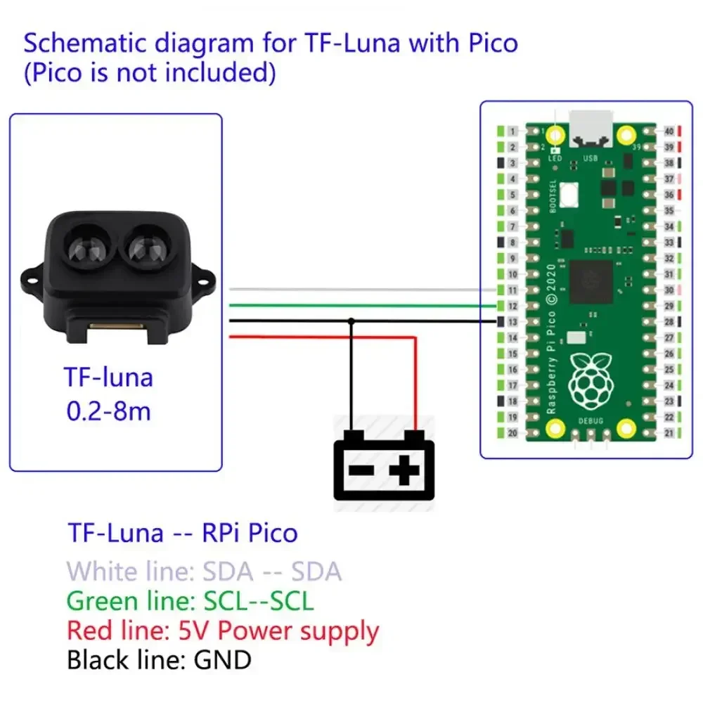 TF-Luna Lidar Ranging Sensor Module Range Finder Sensor Single-Point Micro Ranging Module for Arduino Pixhawk 5V UART IIC DIY