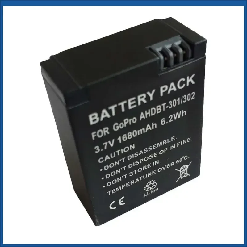 1680 Mah AHDBT-301/302 Lithium Battery Compatible with GoPro HERO3/3+ and SJCAM SJ4000 SJ5000 Action Cameras High-Performance