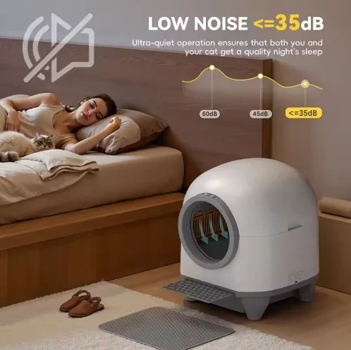 Wanton Self-Cleaning Smart Automatic Cat Litter Box with App and Grooming Electric Enclosed Toilet for Multiple Cats 80L