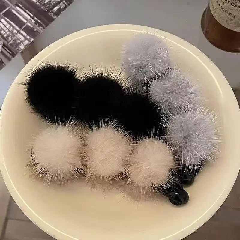 

Fashion Mink Hair Clip Banana Vertical Fluffy Autumn Winter Back-of-Head Hair Clip Ponytail Hair Clip Headwear Accessories