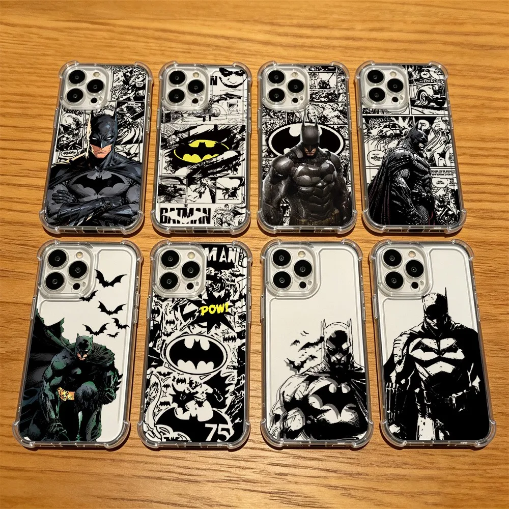 Capa de Telefone para iPhone 18 17 16e 16 15 14 13 12 11 Air Pro Max Plus, Capa Transparente Anti-Queda B-Batmans