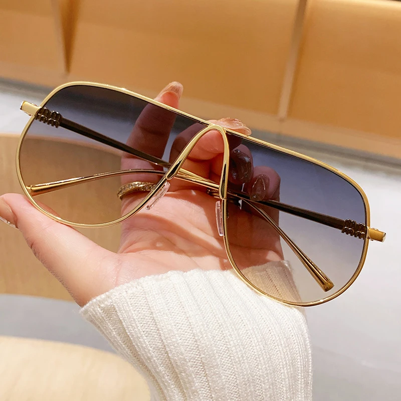 Gafas de sol de una sola pieza con forma de sapo y montura grande para conducir, estilo Retro de Metal, nuevo accesorio de gafas de moda