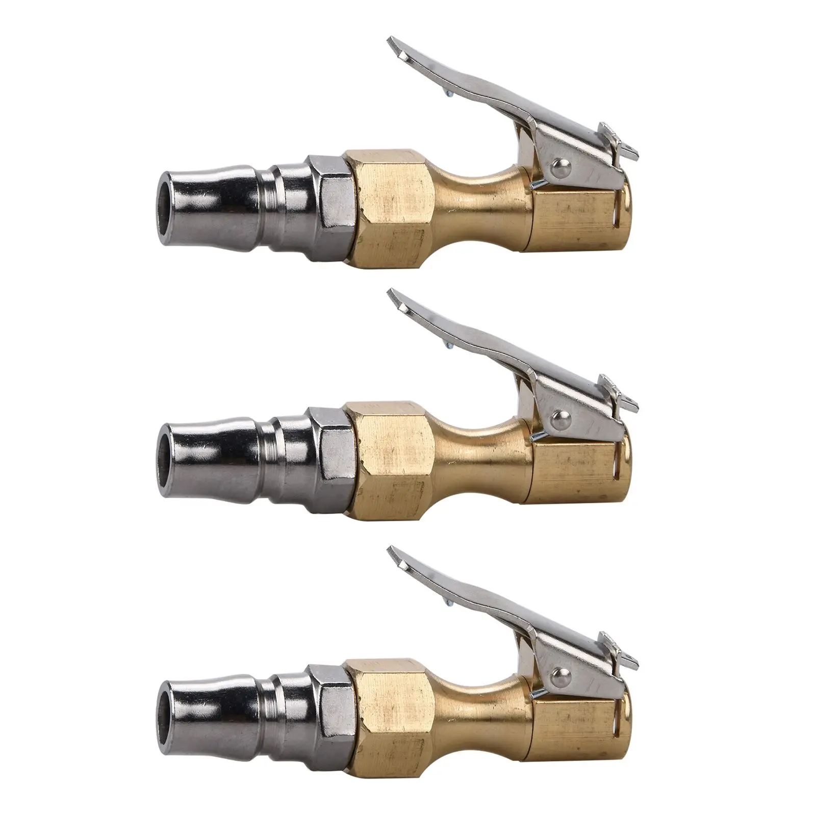 3Pcs Car Tire Air Chuck Nozzle Inflator Pump Valve Connector Lock-on Clip Adapter 1/4