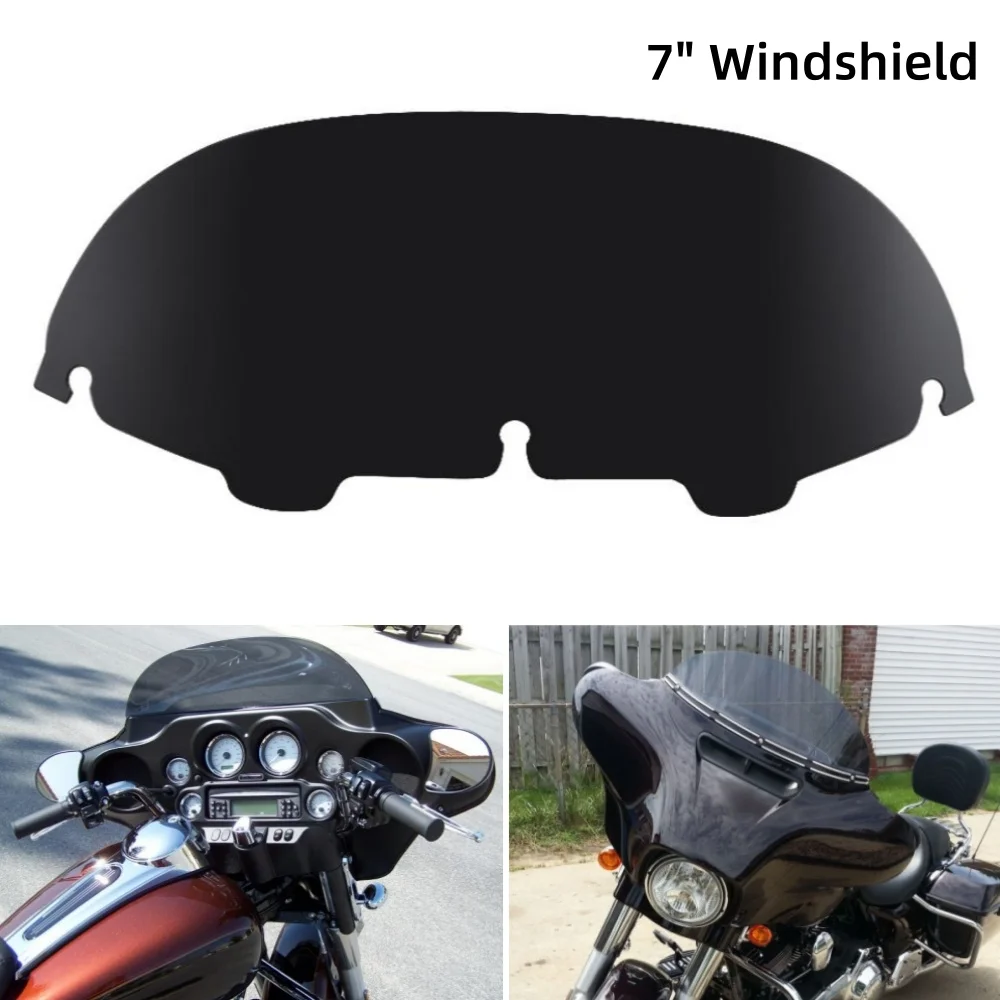 أسود/دخان 7 "غطاء الزجاج الأمامي هدية الزجاج الأمامي لـ Harley Electra Street Glide Touring 1996-2013 ملحقات الدراجات النارية #1