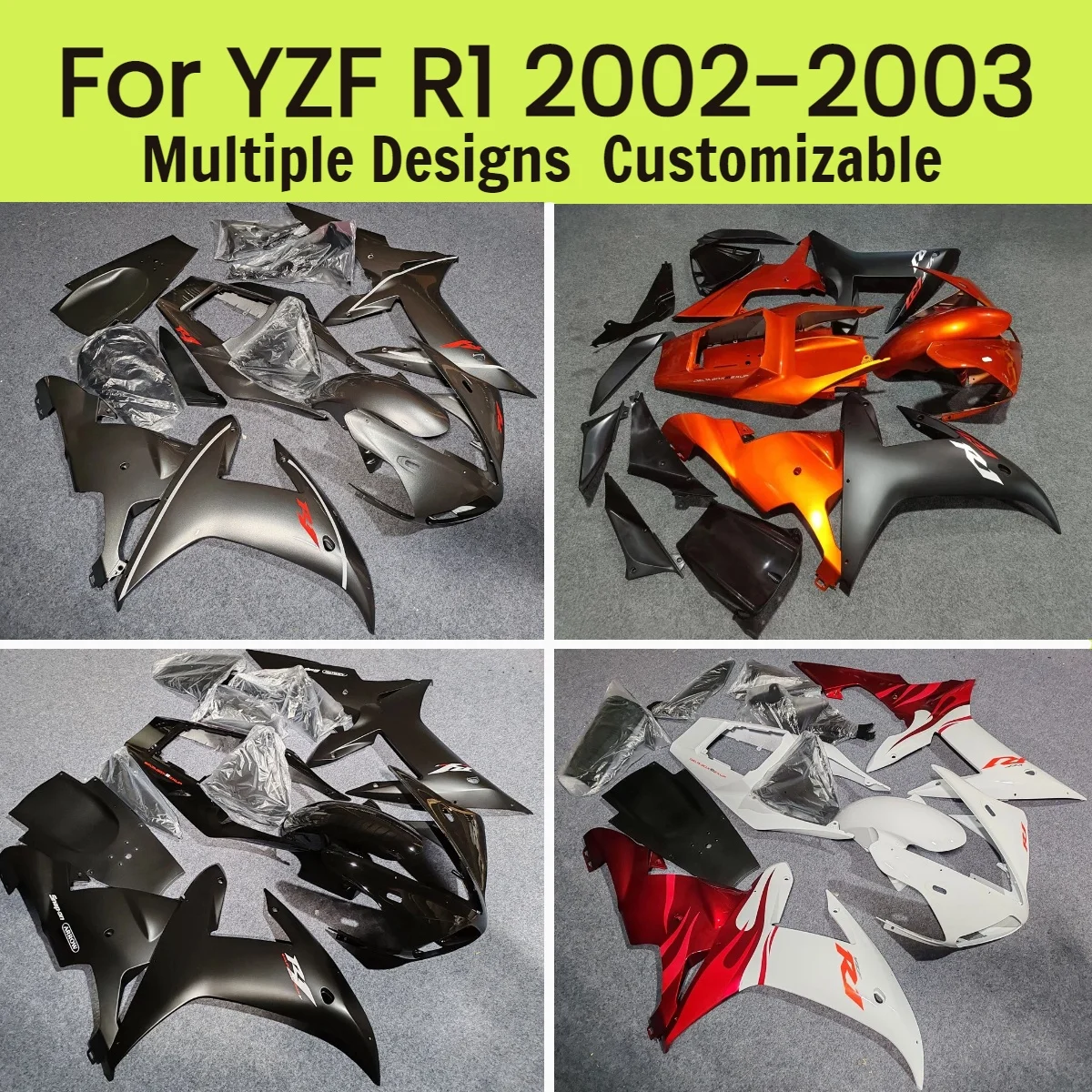 

For YAMAHA YZFR1 2002 2003 Fairings Motorcycle YZF R1 2002 2003 Injection Molded Aftermarket Full Set Fairing Kit