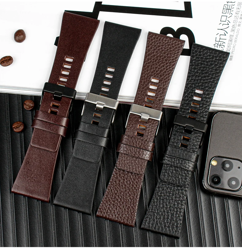 Genuine Lea/ther Strap Watchband For diesel Watches DZ4386 1657 1399 1206 4323 Black Band 22mm 24mm 26mm 27mm 28mm 30mm 32mm