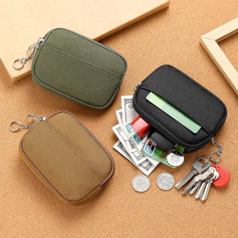 New Oxford Cloth Coin Purse with Key Ring Zipper Pocket for Money Credit Card Holder Storage