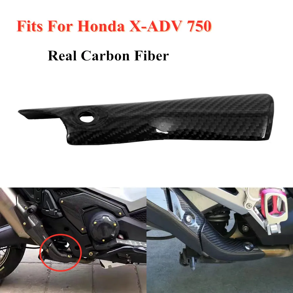 

For Honda X-ADV 750 Adv750 Motorcycle Exhaust System Middle Connection Pipe Heat Shield Cover Guard Anti-Scald Real Carbon Fiber