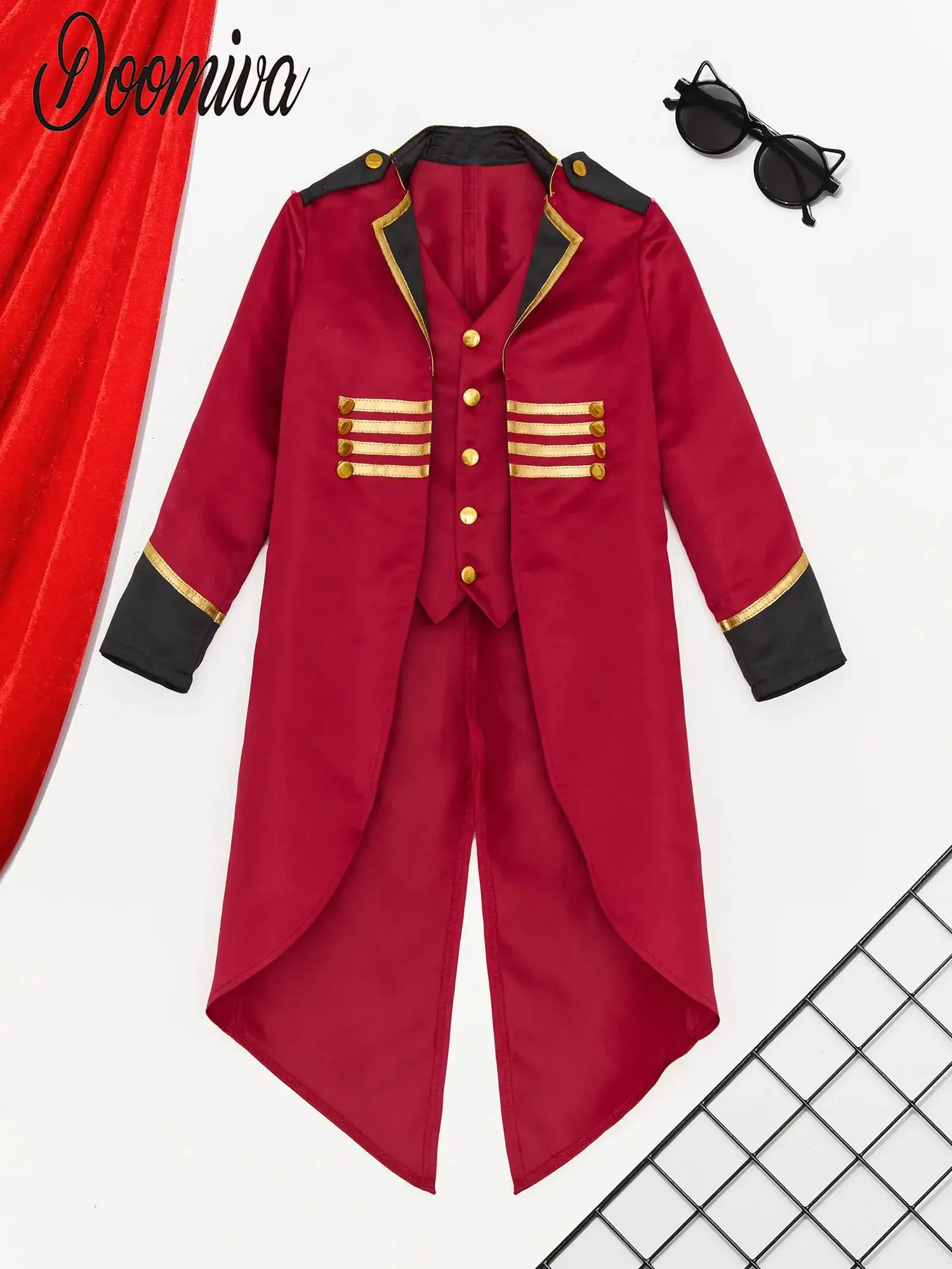 

Boys Vintage Medieval Steampunk Prince Tailcoat Long Sleeve Tuxedo Halloween Costume Victorian Jacket Dress Up Party Costume