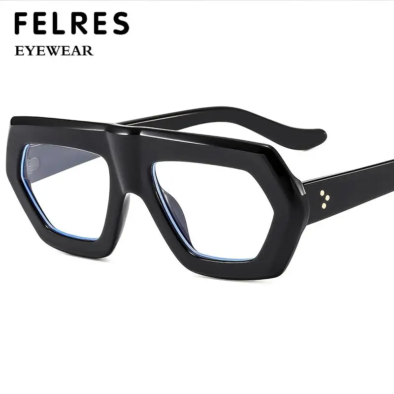 Womens Thick Frame Reading Glasses 2024 Anti Blue Light Fashion Designer Transparent Eyewear Finished Hyperopia Eyeglasses Hot