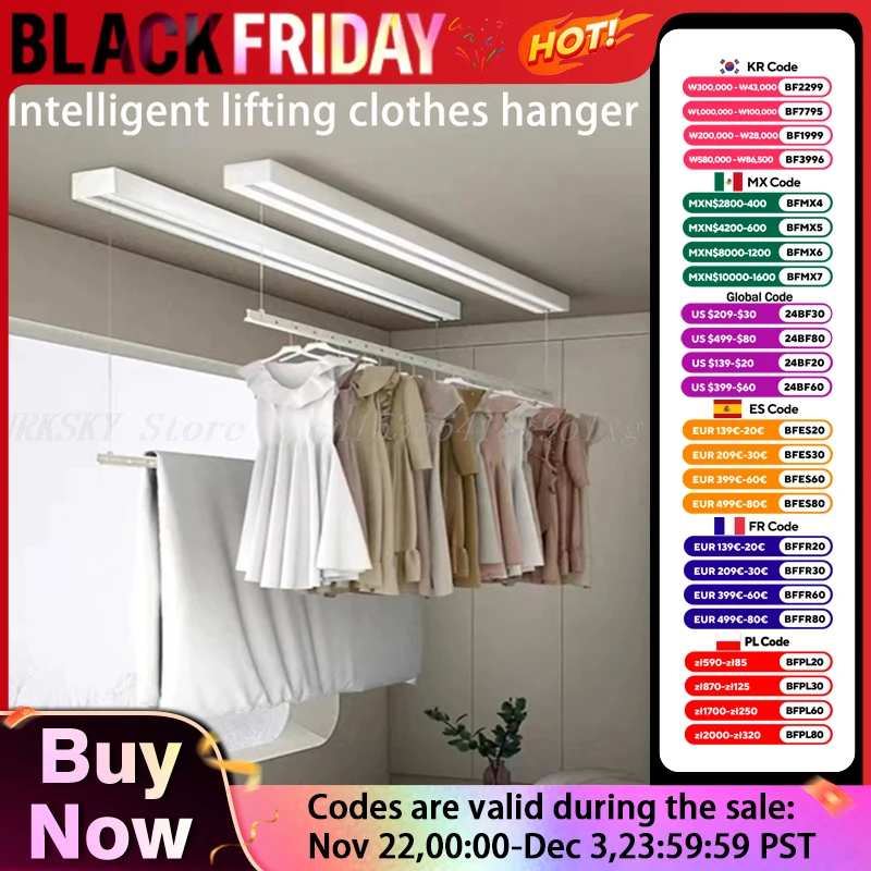 Electric Clothes Drying Rack Single Pole Balcony Remote Control Lifting Side Mounted Rack Household Automatic Clothes Drying