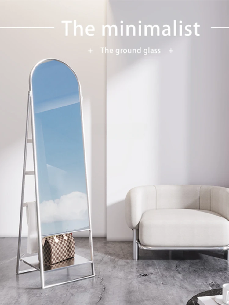 Nordic Simple Full-Length Mirror Household Metal Full-Length Mirror Multifunctional Hanger Integrated Floor Mirror