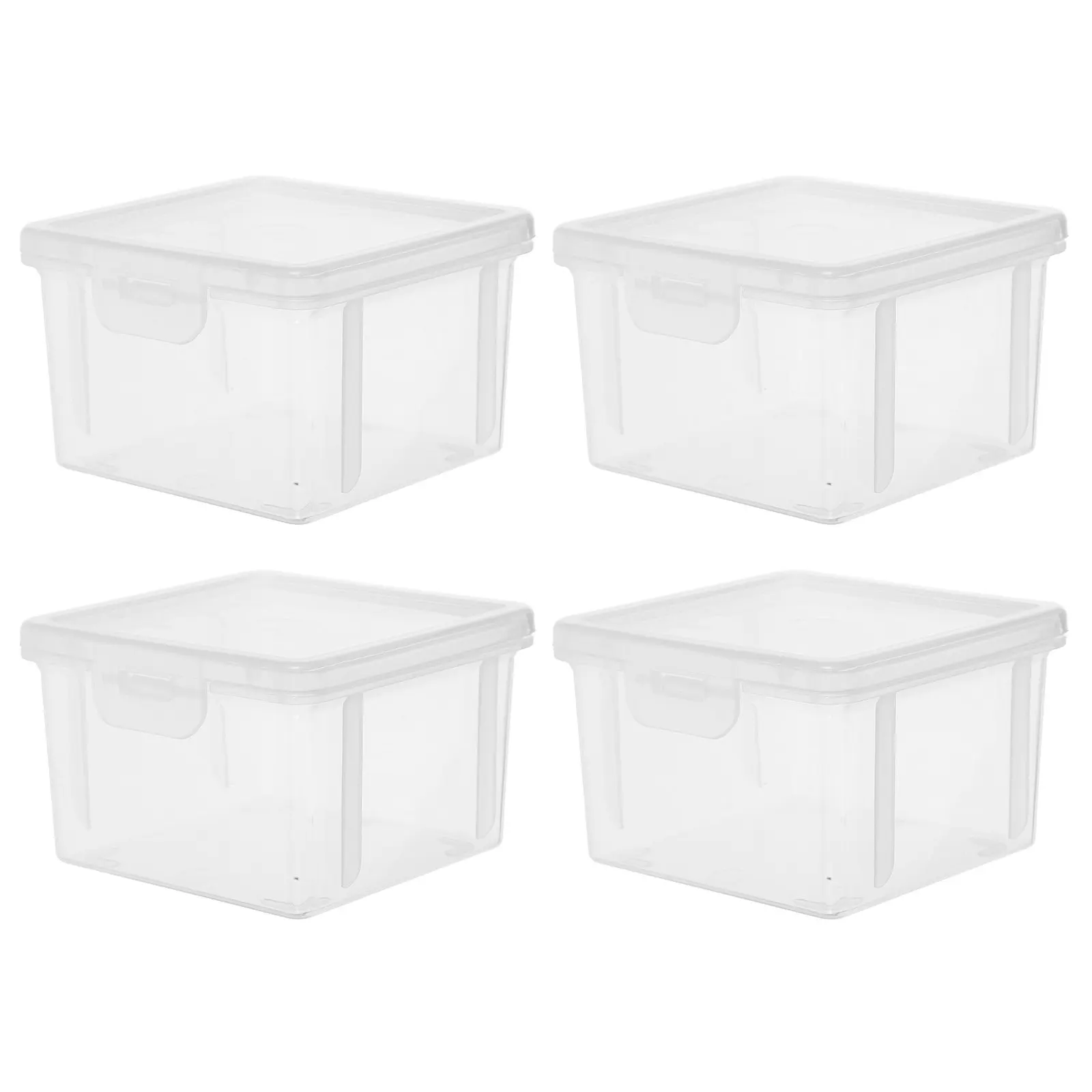 4Pcs Transparent Bread Storage Container Airtight Plastic Box for Homemade Bread Kitchen Counter Pantry Space Saver