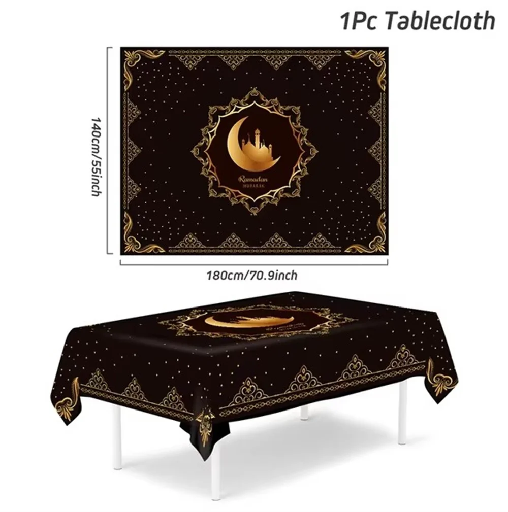 Ramadan Waterproof Rectangle Tablecloth EID Mubarak Decor Ramadan Kareem Islamic Muslim Tablecloth Ramadan Decoration 2023