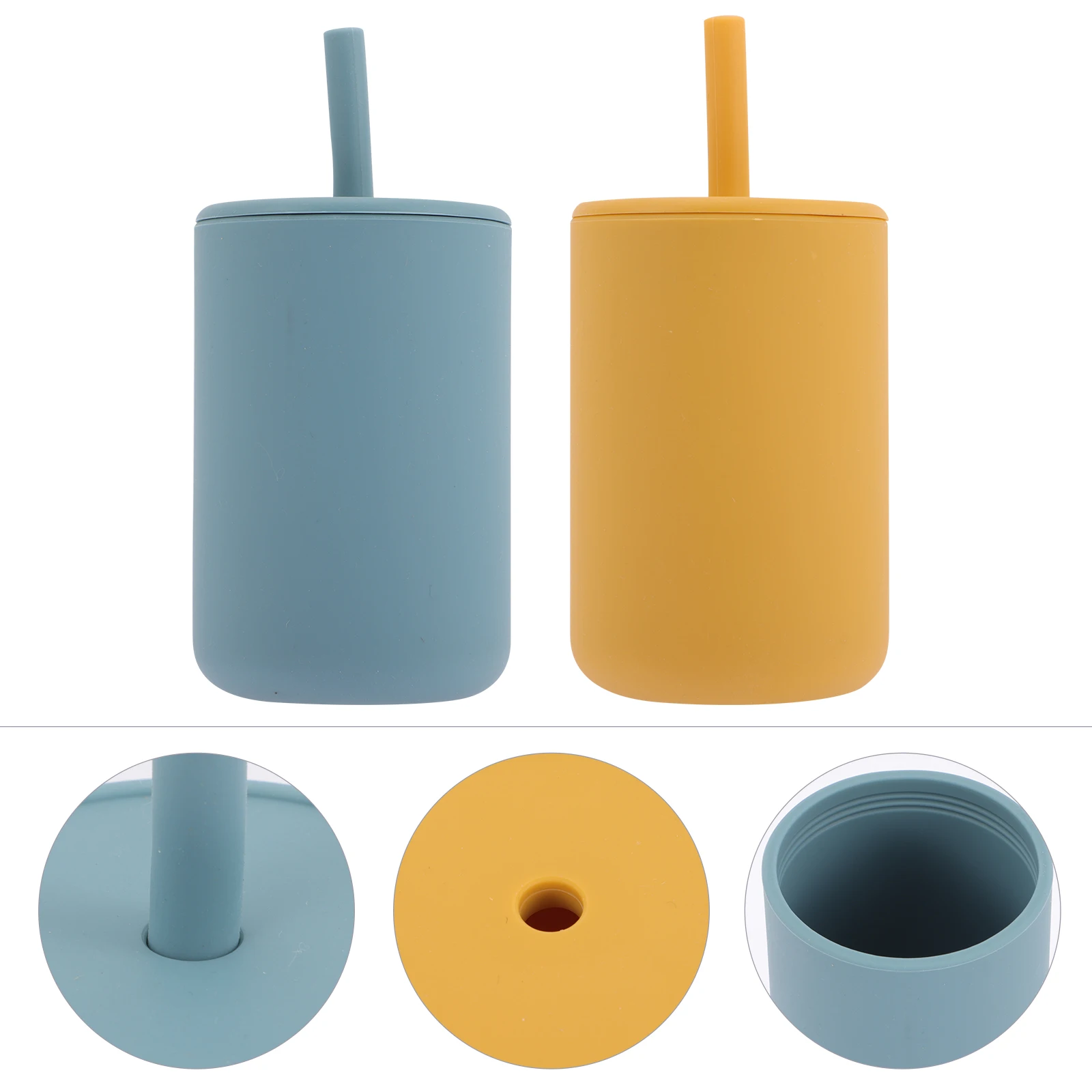 

2pcs Silicone Sippy Cups With Straw Baby Toddler Drinking Cups Food Grade Fall Resistant Ergonomic Design Soft Teeth Friendly