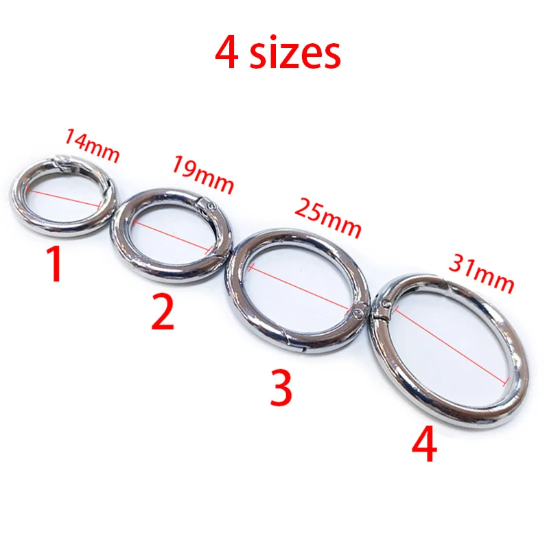 10 Pcs 18mm-34mm Metal O Ring Spring Clasps Round Carabiner Keychain Bag Clips Hook Dog Chain Buckles Connector for DIY Jewelry