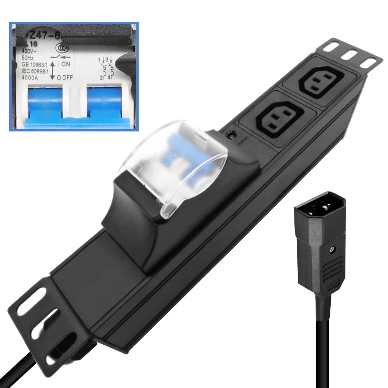 Подставка для сервера IEC 320 C13, 1U PDU, сетевой фильтр с 16 А, воздушным выключателем, 2 розетки, 2 м, Удлинительный шнур, вилка C14 для Австралии, США, Великобритании, Европы