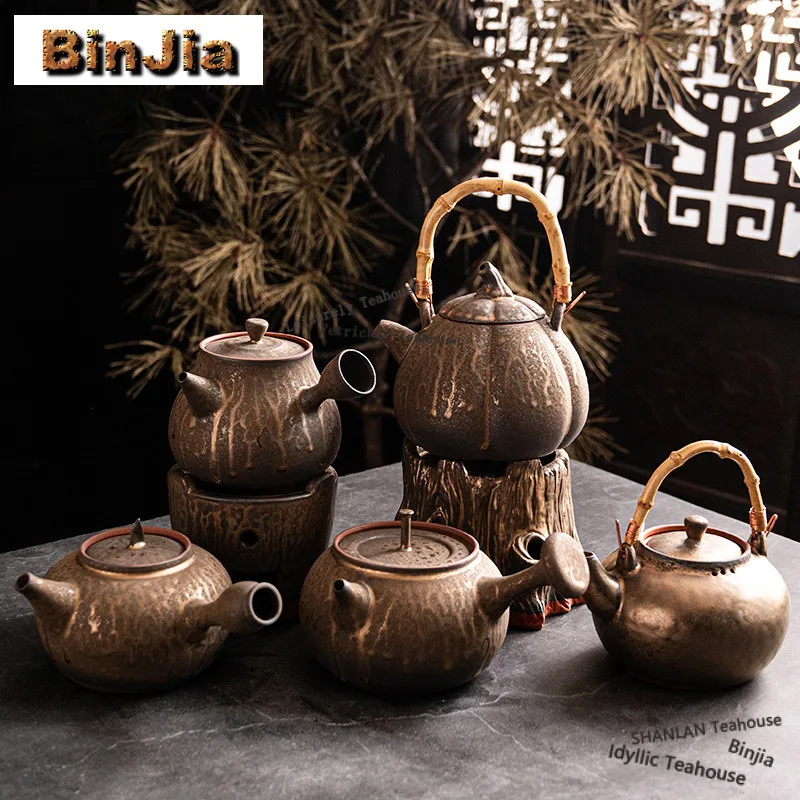 

Gilt Iron Glaze Tree Stump Furnace Boiling Water Kettle Large Capacity Tea Maker Pot Yellow Rice Wine Kettle Kung Fu Tea Cafes